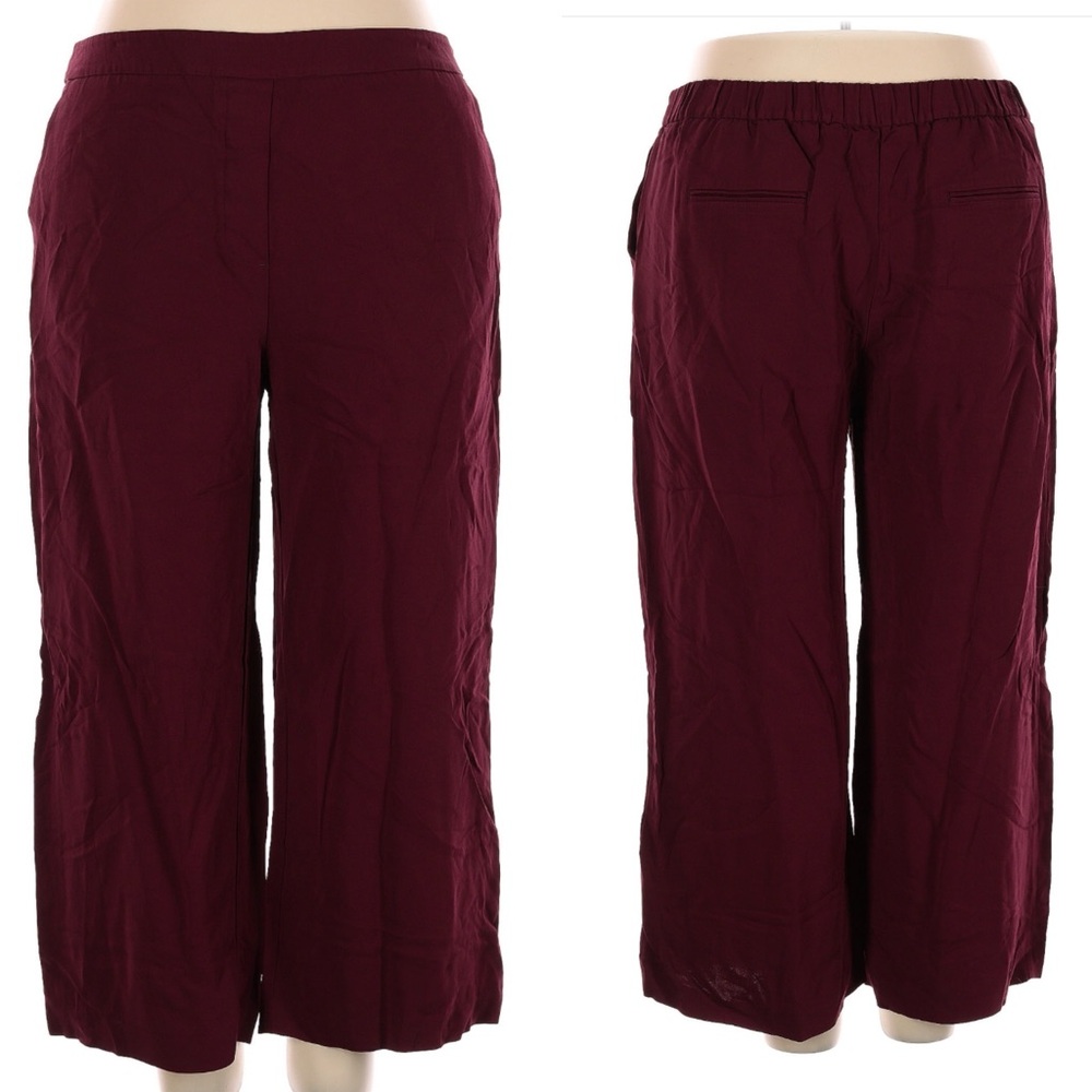Wide Leg Burgundy Boden Viscose Pants